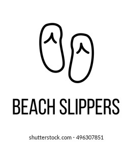 Beach slippers icon or logo in modern line style. High quality black outline pictogram for web site design and mobile apps. Vector illustration on a white background. 