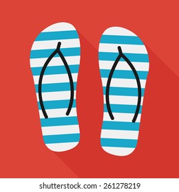 beach slippers icon with long shadow. flat style vector illustration