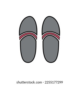 Beach slippers icon on white background.