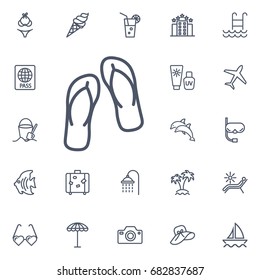 beach slippers icon on the white background. Summer set of travel icons