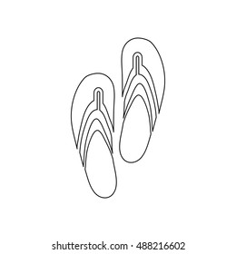 Beach slippers icon in outline style isolated on white background