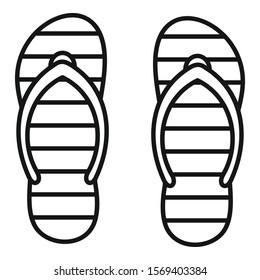 Beach slippers icon. Outline beach slippers vector icon for web design isolated on white background