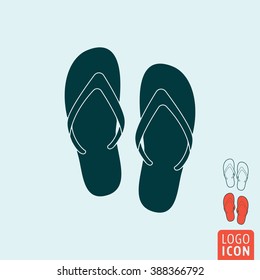 Beach slippers icon. Beach slippers symbol. Flip-flop icon isolated. Vector illustration