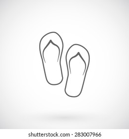 Beach slippers icon, thin line style.