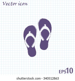 Beach slippers icon - Vector