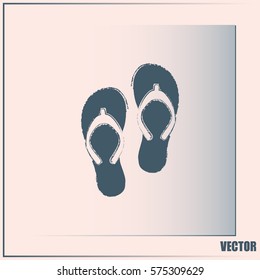 Beach slippers icon - Vector