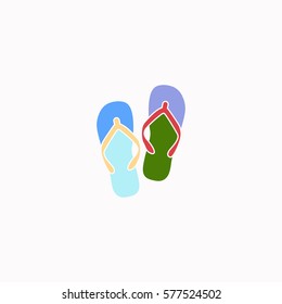 Beach slippers  icon Vector design. Colored illustration.