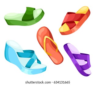 Beach slippers icon vector illustration Beach slippers icon isolated. Beach slippers summer symbol for traveling design. Summer time vacation.