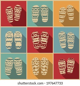 Beach slippers icon. Vector set, EPS 8.