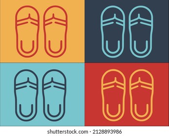 Beach Slippers Logo Template, Simple Flat Icon of beach,summer,vacation