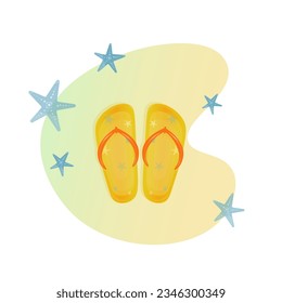 beach slippers on sand .vector summer illustration