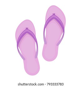 Beach slippers on white background, cartoon illustration of beach accessories for summer holidays. Vector