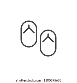 Beach slippers outline icon. linear style sign for mobile concept and web design. flip flops simple line vector icon. Symbol, logo illustration. Pixel perfect vector graphics