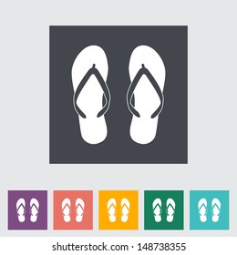 Beach slippers. Single flat icon. Vector illustration.
