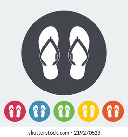 Beach slippers. Single flat icon on the circle. Vector illustration.