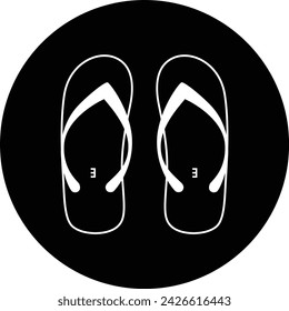 Beach slippers. Single flat icon on the circle. Vector illustration.