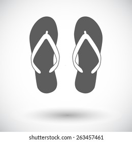 Beach slippers. Single flat icon on white background. Vector illustration.