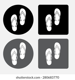 Beach slippers. Single flat icon on the circle. Vector illustration