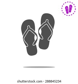 Beach slippers. Single flat icon on white background. Vector illustration.