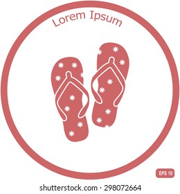 Beach slippers. Single flat icon on white background. Vector illustration.