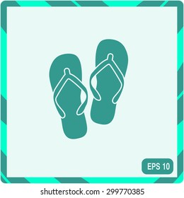 Beach slippers. Single flat icon on white background. Vector illustration.