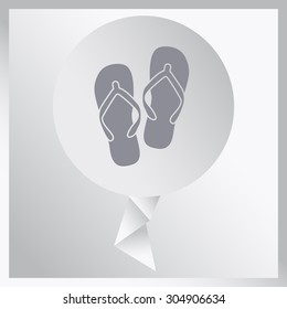 Beach slippers. Single flat icon on white background. Vector illustration.