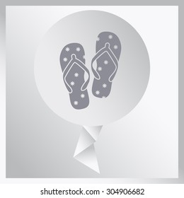 Beach slippers. Single flat icon on white background. Vector illustration.