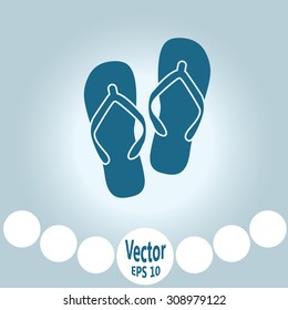 Beach slippers. Single flat icon on white background. Vector illustration.