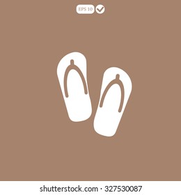 Beach slippers. Single flat icon on white background. Vector illustration.