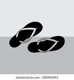 Beach slippers. Single flat icon on the circle. Vector illustration