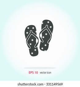 Beach slippers. Single flat icon on white background. Vector illustration.