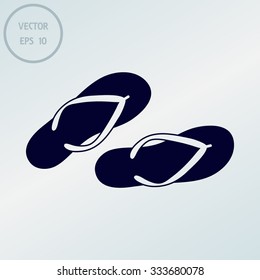 Beach slippers. Single flat icon on the circle. Vector illustration