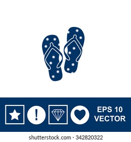 Beach slippers. Single flat icon on white background. Vector illustration.