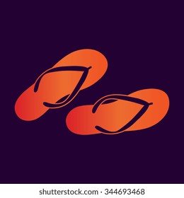 Beach slippers. Single flat icon on the circle. Vector illustration