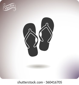 Beach slippers. Single flat icon on white background. Vector illustration.