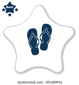 Beach slippers. Single flat icon on white background. Vector illustration.