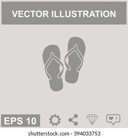 Beach slippers. Single flat icon on white background. Vector illustration.