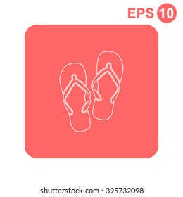Beach slippers. Single flat icon on white background. Vector illustration.