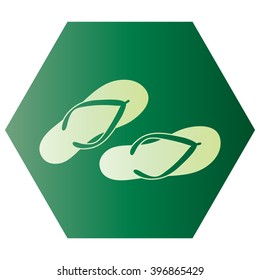 Beach slippers. Single flat icon on the circle. Vector illustration