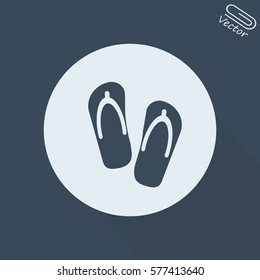 Beach slippers. Single flat icon on white background. Vector illustration.