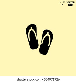 Beach slippers. Single flat icon on white background. Vector illustration.