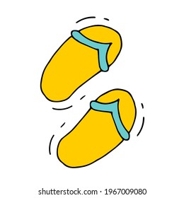 Beach slippers. Summer footwear. Doodle. Vector. Hand-drawn illustration.