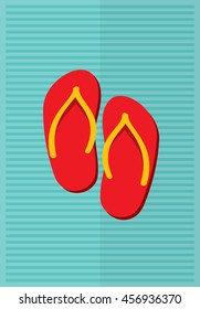 Beach slippers summer symbol. Beach slippers for traveling.