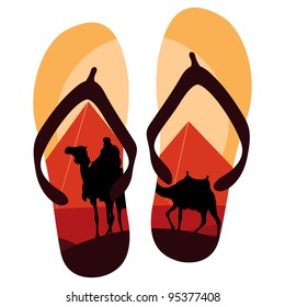 Beach slippers travel concept background illustration vector