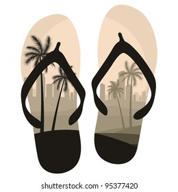 Beach slippers travel concept background illustration vector