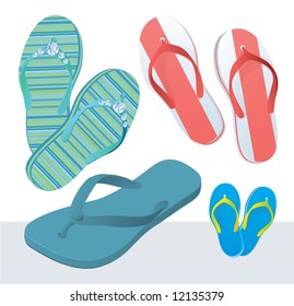 Beach slippers. Vector.