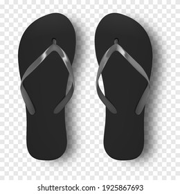 Beach slippers vector design template of summer beach Flip Flops. Realistic 3d blank mockup. Monochrome Flip Flops.