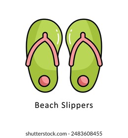 Beach Slippers vector  Filled outline Design illustration. Symbol on White background EPS 10 File