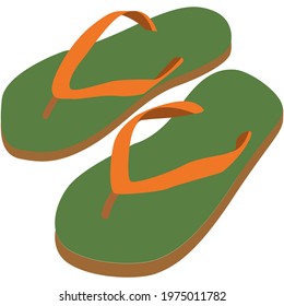 Beach slippers vector, flip flop sandal isolated