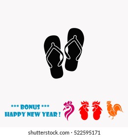 Beach slippers vector icon